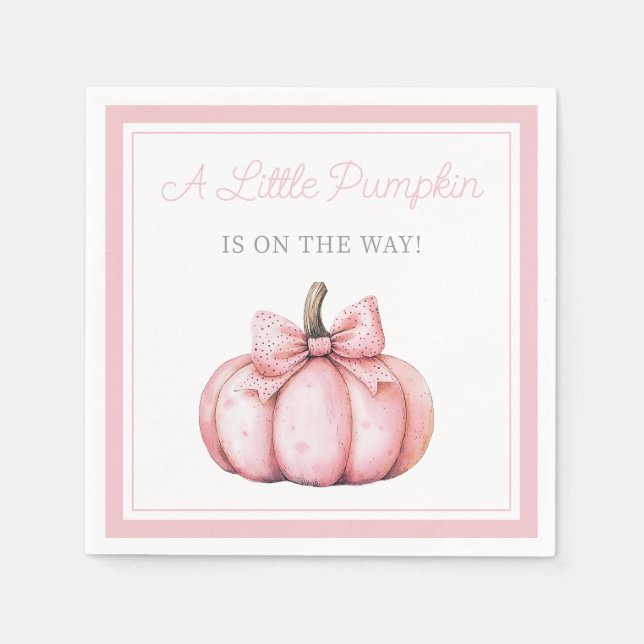 Cute Pink Pumpkin Girl Baby Shower Pappersservett (Framsidan)