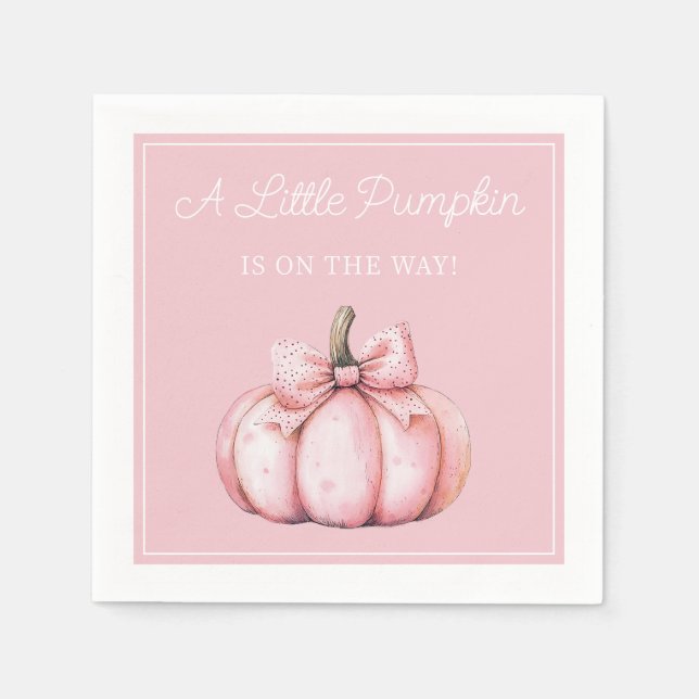 Cute Pink Pumpkin Girl Baby Shower Pappersservett (Framsidan)