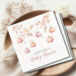 Cute Pink Pumpkin Girl Baby Shower Pappersservett