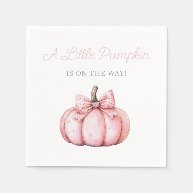 Cute Pink Pumpkin Girl Baby Shower Pappersservett (Framsidan)