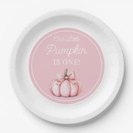 Cute Pink Pumpkin Girl First Birthday