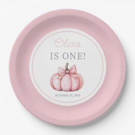 Cute Pink Pumpkin Girl First Birthday