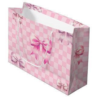 Cute Pink Ribbon and Gingham Sweet Girly Pattern