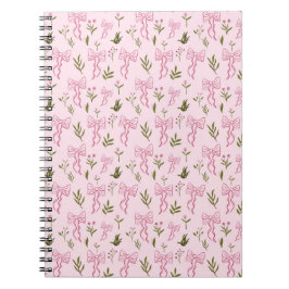 Cute Pink Ribbon Floral Seamless Pattern Anteckningsbok
