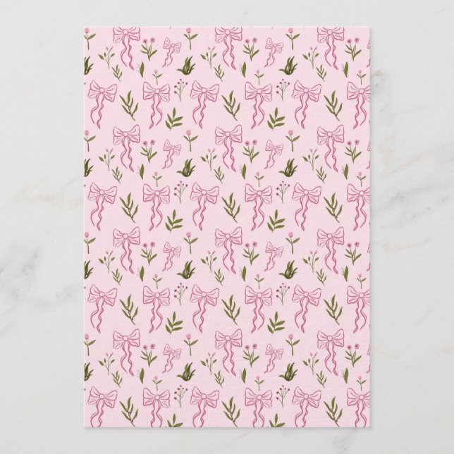 Cute Pink Ribbon Floral Seamless Pattern Inbjudningar (Framsida)