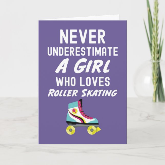 Cute Pink Roller Skater Cards For Baby Girls Kids Kort (Framsida)
