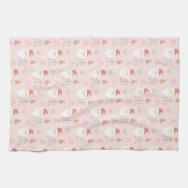Cute Pink Santa Holiday Pattern Kökshandduk
