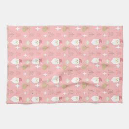 Cute Pink Santa Holiday Pattern Kökshandduk