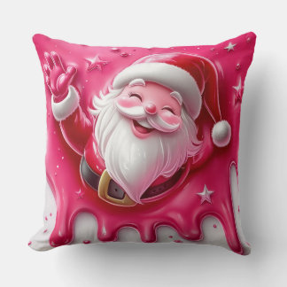 Cute Pink Santa Throw Pillow | Christmas Pillow Kudde
