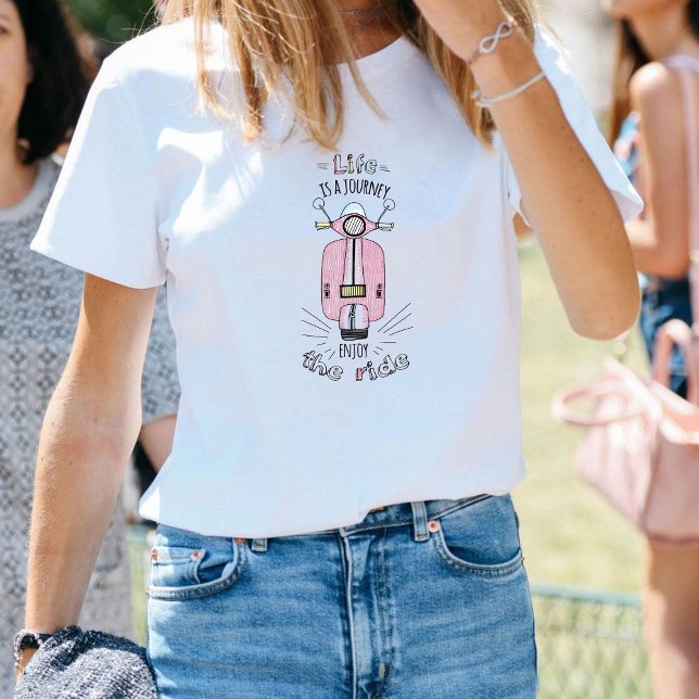 Cute Pink Scooter Enjoy the Ride Inspirational  T Shirt (Skapare uppladdad)