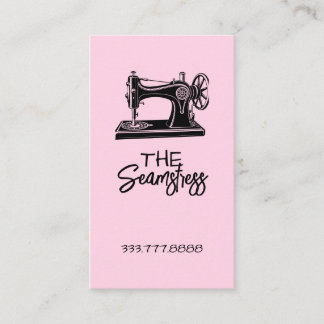 Cute pink Seamstress business card Visitkort