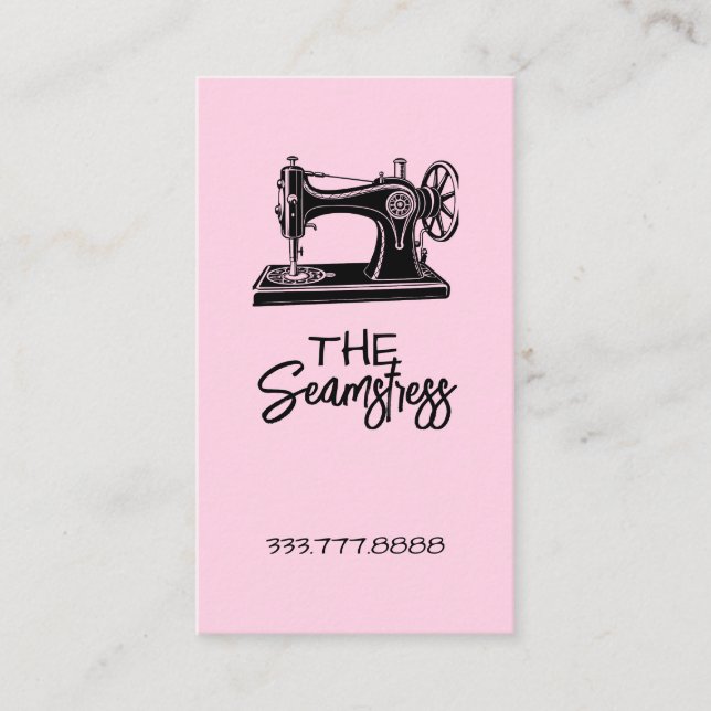 Cute pink Seamstress business card  Visitkort (Framsida)