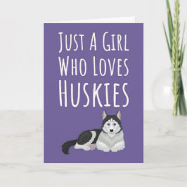 Cute Pink Siberian Husky Cards For Baby Girls Kids Kort