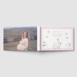 Cute Pink Silly Goose Whimsical Photo Baby Shower Gästböcker