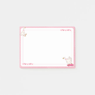 Cute Pink Skateboard Goose Heart Polka Dot  Post-it Block