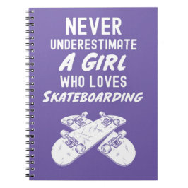 Cute Pink Skateboarder Gifts For Girls Skater Anteckningsbok