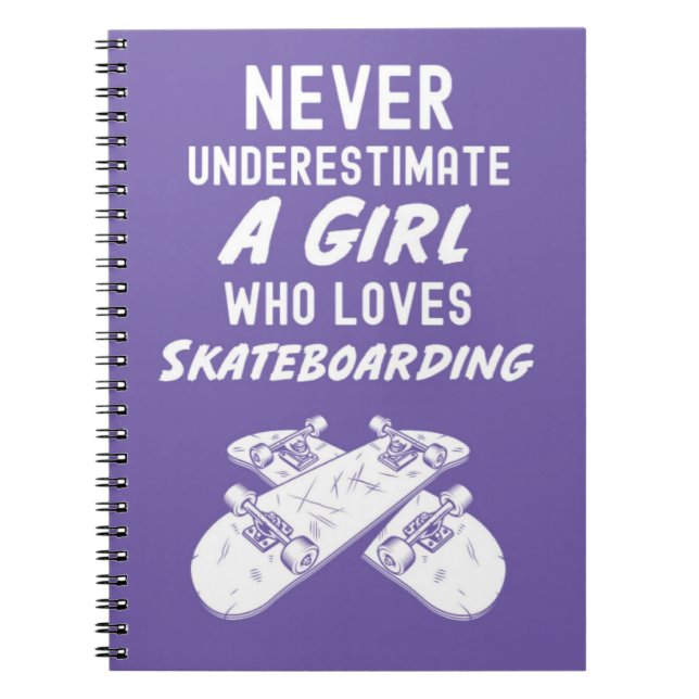 Cute Pink Skateboarder Gifts For Girls Skater Anteckningsbok (Framsidan)