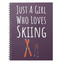 Cute Pink Ski Gifts For Baby Girls Kids Skier Anteckningsbok