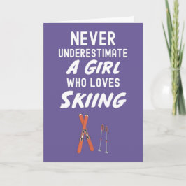 Cute Pink Skiing Cards For Baby Girls Kids Ski  Kort