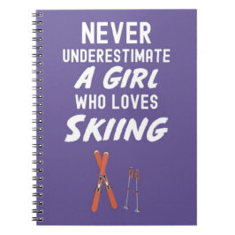 Cute Pink Skiing Gifts For Baby Girls Kids Ski  Anteckningsbok