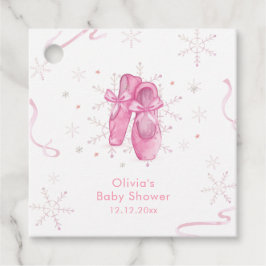 Cute Pink Snowflake Ballerina Girl Baby Shower  Gåvor Etiketter