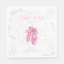 Cute Pink Snowflake Ballerina Girl Baby Shower  Pappersservett