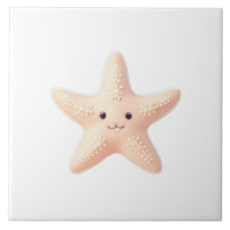 Cute Pink Starfish Kakelplatta