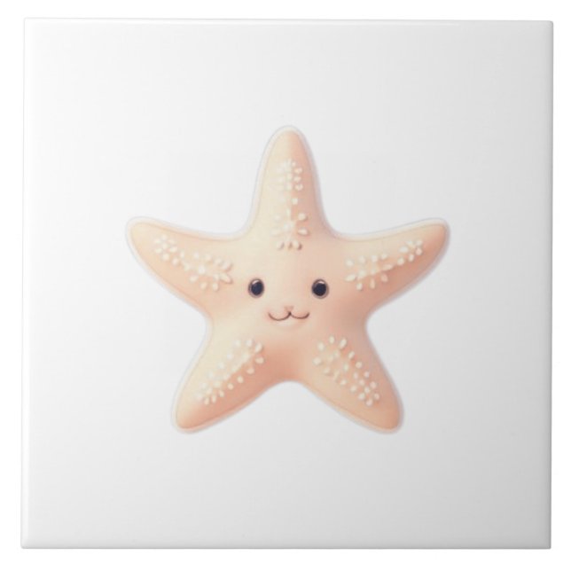 Cute Pink Starfish Kakelplatta (Framsidan)
