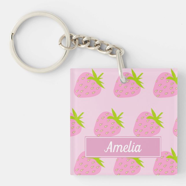 Cute Pink Strawberry Pattern Personalised (Framsidan)