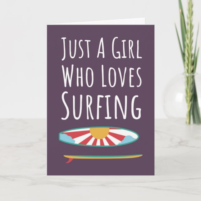 Cute Pink Surfing Cards For Baby Girls Kids Surfer Kort (Framsida)