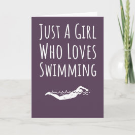 Cute Pink Swimming Cards For Baby Girl Kid Swimmer Kort
