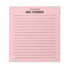 Cute Pink Teacher Lined Paper From The Desk Of  Anteckningsblock