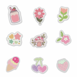 Cute Pink-Themed Stickers for Spring & Summer Vibe Klistermärken