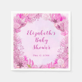Cute Pink Under the Sea Girl Baby Shower Pappersservett