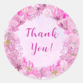 Cute Pink Under the Sea Girl Baby Shower Runt Klistermärke