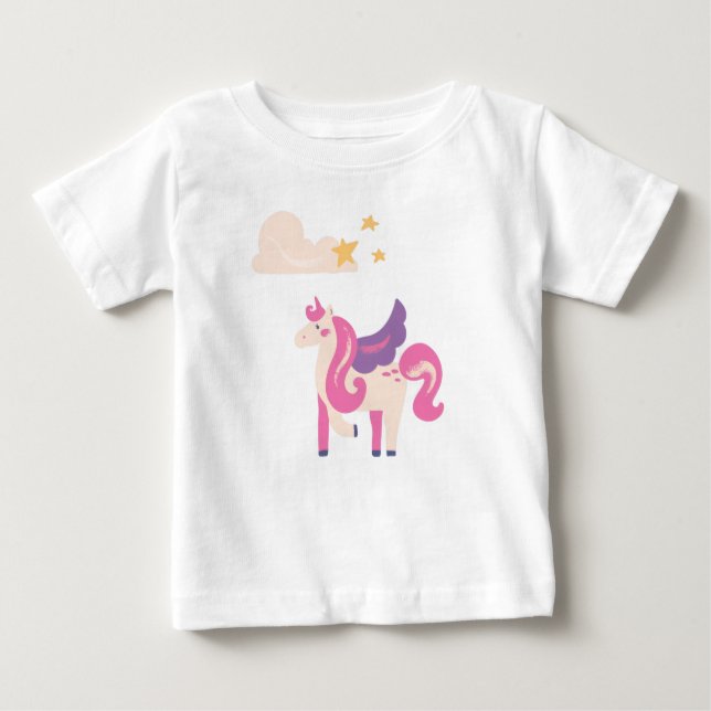 Cute Pink Unicorn Baby T-Shirt (Framsida)