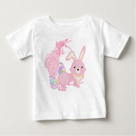 CUTE PINK WATERCOLOR EASTER BUNNY WITH EGGS T SHIRT
