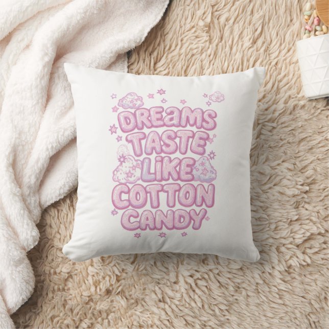 Cute Pink Whimsical Dreamer Typography Kudde (Filt)
