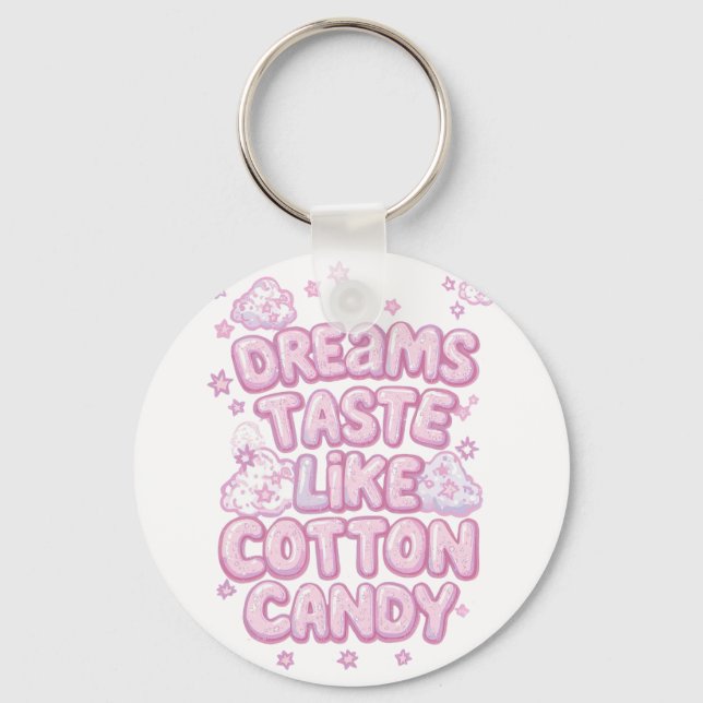 Cute Pink Whimsical Dreamer Typography Nyckelring (Framsida)
