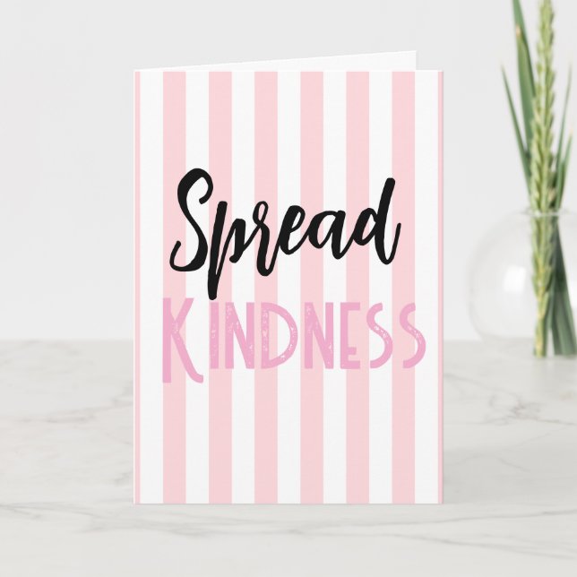 Cute Pink & White Greeting Card Spread Kindness  Helgkort (Framsida)