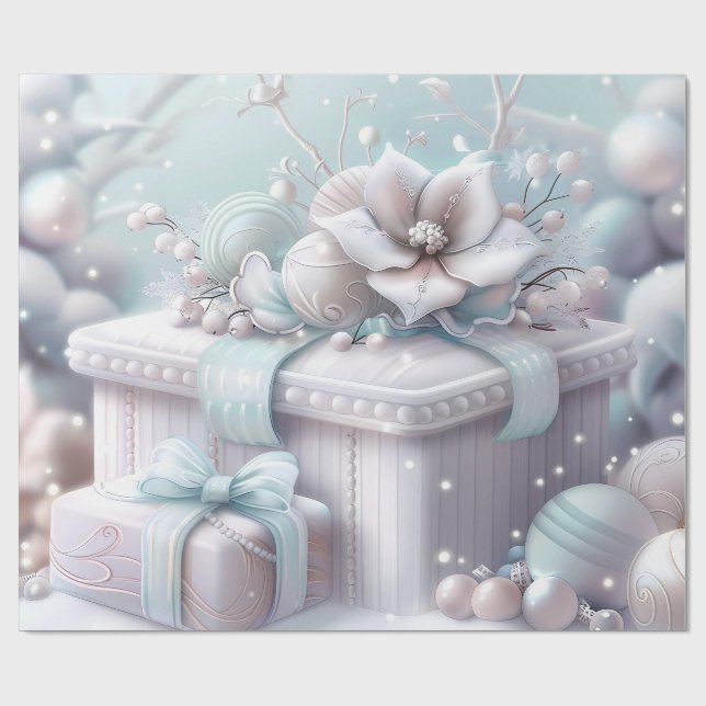 Cute Pink  Winter Birthday Presentpapper (Platt)