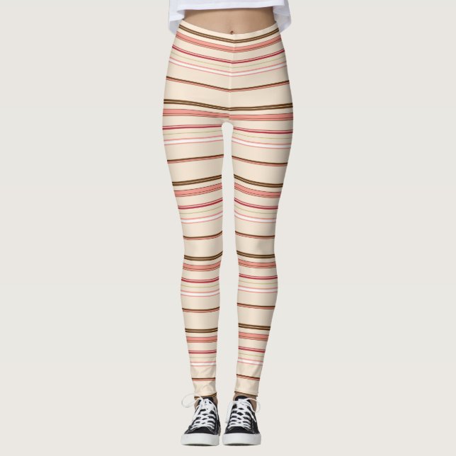 Cute Pinky-brun rand Leggings (Framsida)
