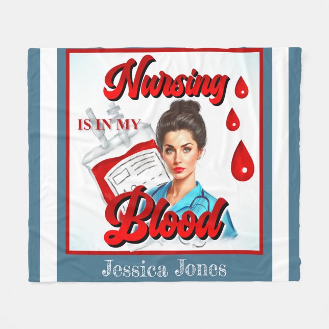 Cute Pinup_ Sjuksköterska i blodet Fleecefilt (Framsidan (Horisontell))