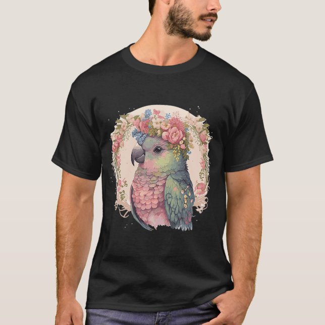 Cute Pionus Parrot Bird Flower Krona Pet Birds T Shirt (Framsida)