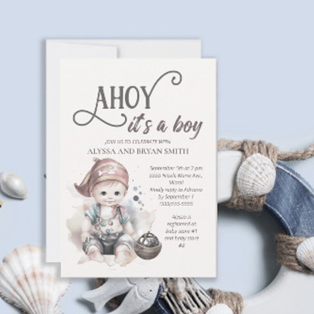 Cute Pirat Ahoy är en pojkvän-skötare Inbjudningar (Skapare uppladdad)