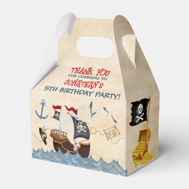 Cute Pirat Birthday Parchage - vattenfärg Presentaskar (Framsidan Sidan)