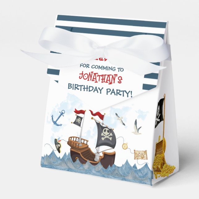 Cute Pirat Birthday Tack Presentaskar (Framsidan Sidan)