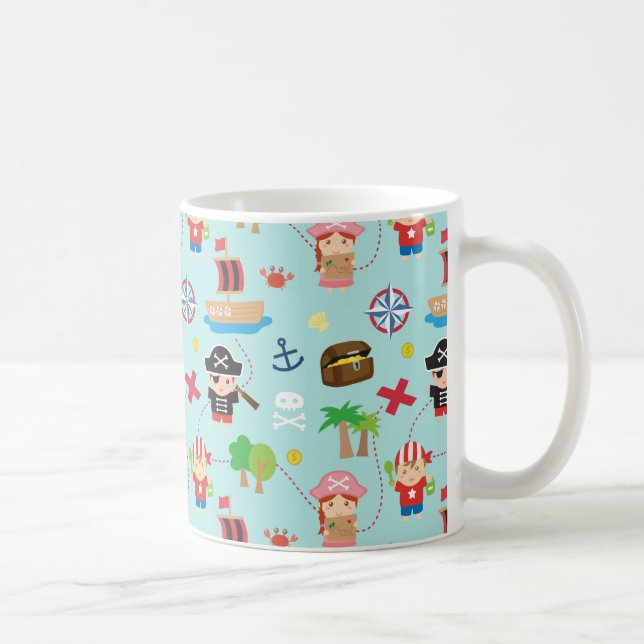 Cute Pirat Boys and Girls Treasure Kaffemugg (Höger)