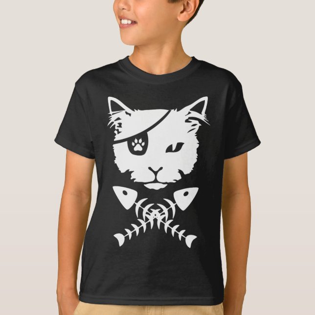 Cute Pirat Cat Funny T Shirt (Framsida)