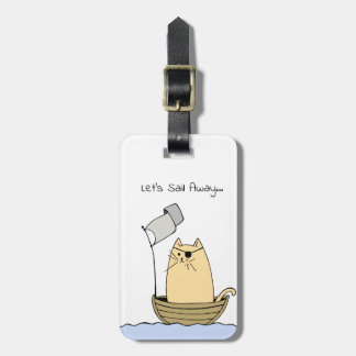 Cute Pirat Cat Sailing Bagagebricka